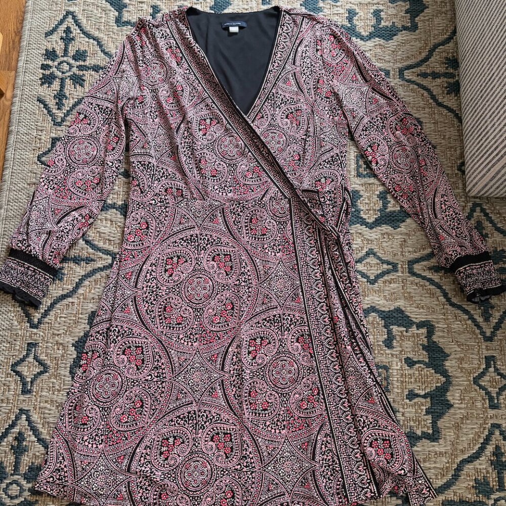 Paisley Long Sleeve Wrap Dress